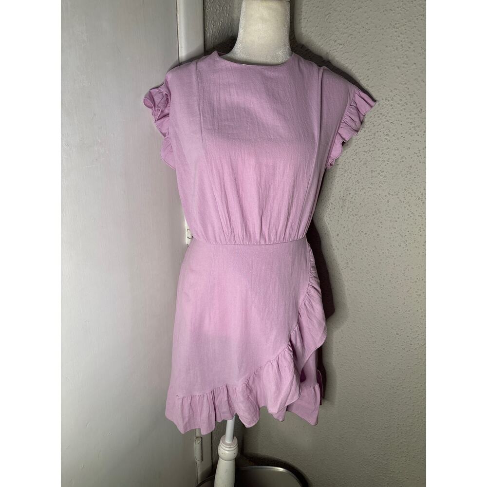 Lilac Purple Asymmetrical Ruffle Wrap Dress S Pastel Coquette Girl Rainbow Twee